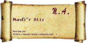 Munár Aliz névjegykártya
